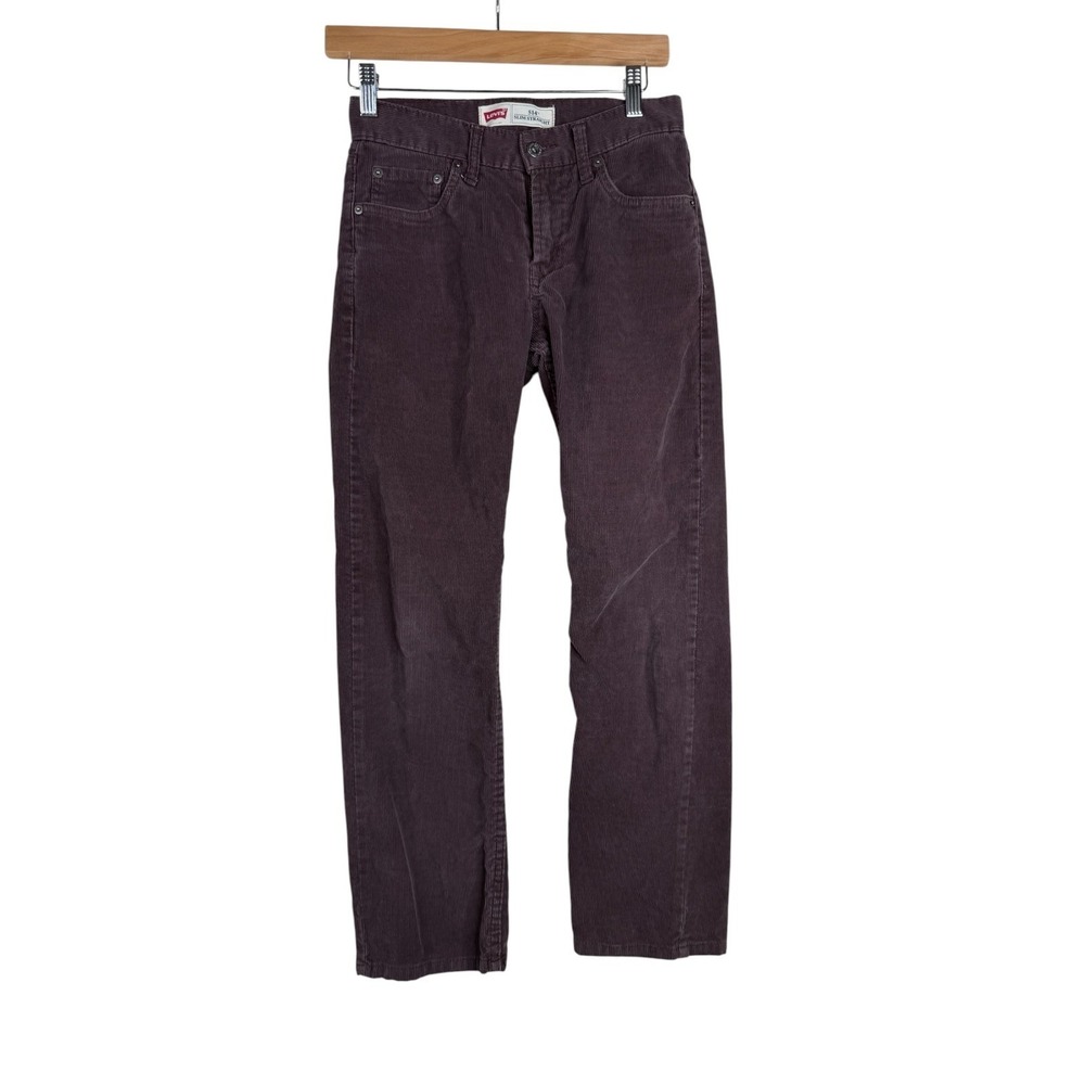 Levi's 514 Boys Corduroy Slim Straight Jeans size 12 (26X26) Plum
